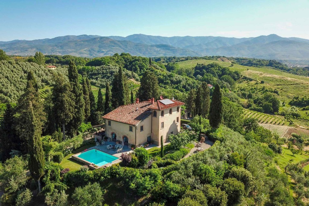 Olive groves and hillside villa